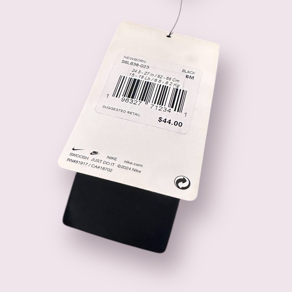 NWT Baby Nike Black Fleece Zip Front Hoodie One Piece Size 6 Months - Picture 5 of 8